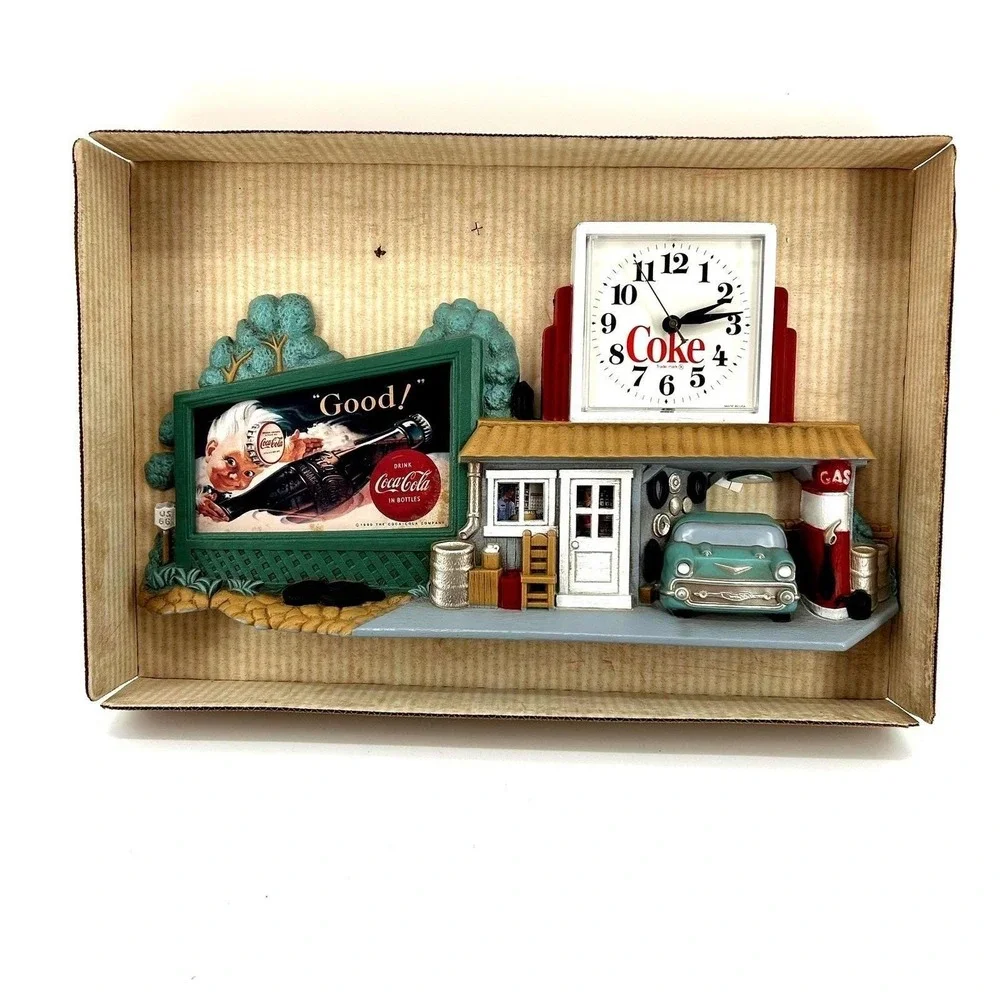 Coca-Cola Vintage 1993 Burwood Products Gas Station Wall Clock 5611-2 NIB